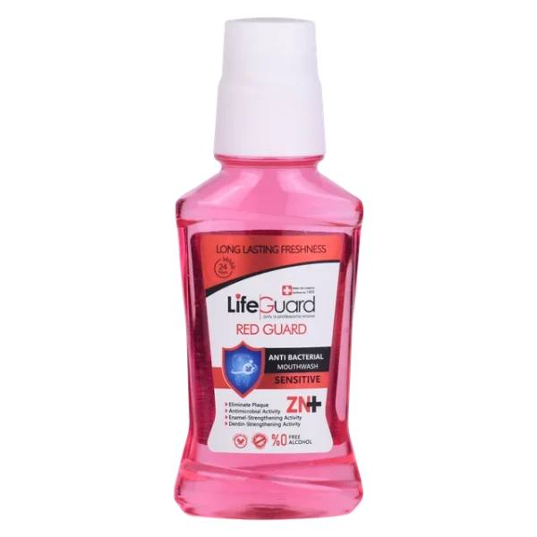 دهانشویه بزرگسال حساس (Red Guard) برند لایف گارد با حجم 270 میلی لیتر